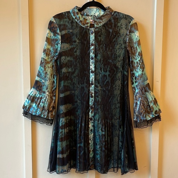 Rossi Roma Snake Print Pleated Tunic Dress - Picture 1 of 5